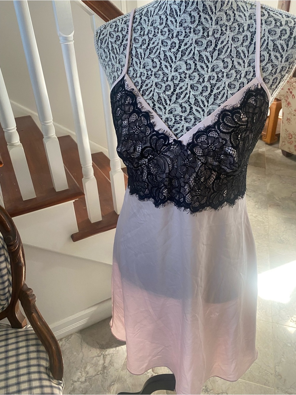 Gillian and O’Malley slip like gown with adjustable straps